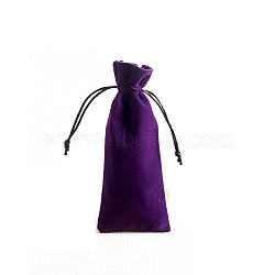 Velvet Storage Bags, Drawstring Pouches Packaging Bag, Rectangle, Indigo, 15x6cm(PW-WG27442-03)