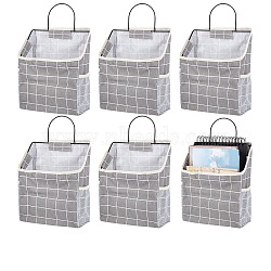 Tartan Pattern Polycotton Bedside Caddy for Student Dorm, Storage Pouch, Organizer Bag, with Adhesive Hook Hanger, Light Grey, 230x100x400mm(AJEW-WH0348-12)