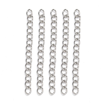 304 Stainless Steel Chain Extender, Twisted Chains, Solder, Stainless Steel Color, 40x3mm