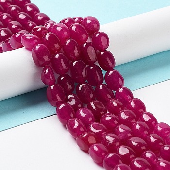 Natural Jade Beads Strands, Dyed, Nuggets, Tumbled Stone, Medium Violet Red, 9.5~11.5x8~8.5x7~8mm, Hole: 1mm, about 34~38pcs/strand, 14.76~15.16''(37.5~38.5cm)