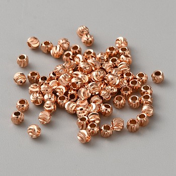 Brass Beads, Fancy Cut, Rose Gold, 2.8x2.3mm, Hole: 1.2mm