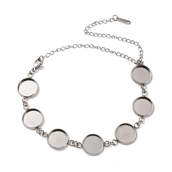 Non-Tarnish 304 Stainless Steel Bracelet Making, with Flat Round Tray, Stainless Steel Color, 9.45 inch(24cm), Tray Size: 12mm