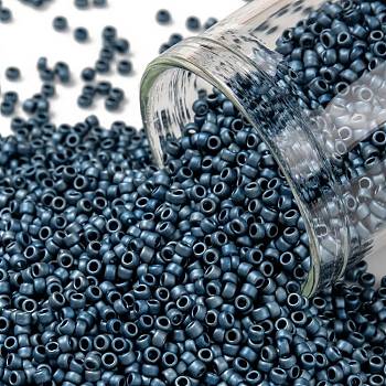 TOHO Round Seed Beads, Japanese Seed Beads, Matte, (511F) High Metallic Frost Mediterranean Blue, 15/0, 1.5mm, Hole: 0.7mm, about 15000pcs/50g