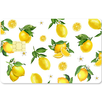 PVC Plastic Waterproof Card Stickers, Self-adhesion Card Skin for Bank Card Decor, Rectangle, Lemon, 186.3x137.3mm