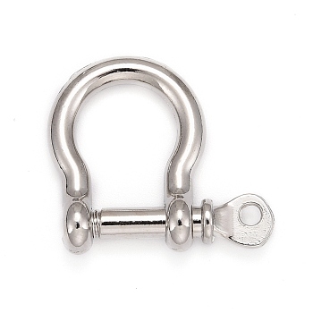 Alloy D-Ring Anchor Shackle Clasps, Platinum, 25x25mm, Hole: 2.5mm