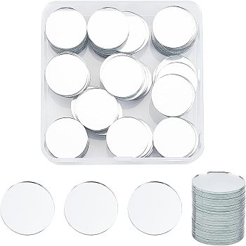 120Pcs Flat Round Shape Glass Mirror, for Folding Compact Mirror Cover Molds, White, 2.45x0.1cm