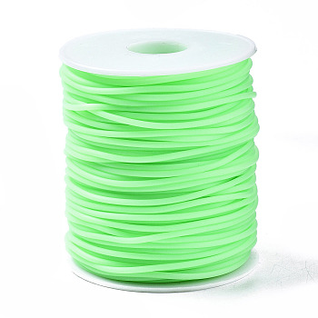 Hollow Pipe PVC Tubular Synthetic Rubber Cord, Wrapped Around White Plastic Spool, Light Green, 3mm, Hole: 1.5mm, about 27.34 yards(25m)/roll