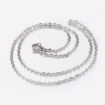304 Stainless Steel Cable Chain Necklaces, with Lobster Claw Clasps, Stainless Steel Color, 17.7 inch(45cm), 2.5mm