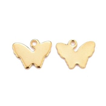 201 Stainless Steel Charms, Butterfly, Real 24k Gold Plated, 8.5x11.5x0.7mm, Hole: 1.2mm