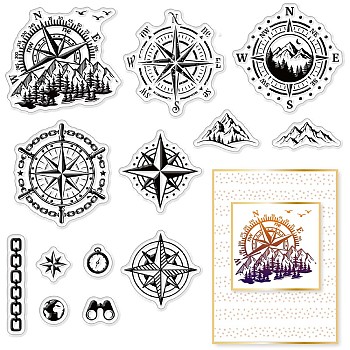 PVC Plastic Stamps, for DIY Scrapbooking, Photo Album Decorative, Cards Making, Stamp Sheets, Compass Pattern, 160x110x3mm