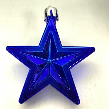 Plastic Pendant Decorations,  Christmas Hanging Decorations with Rope, Star, Cyan, 75x65x27mm, Hole: 3x3mm