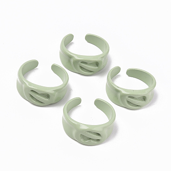 Spray Painted Alloy Cuff Rings, Open Rings, Cadmium Free & Lead Free, Dark Sea Green, US Size 7 1/4(17.5mm)