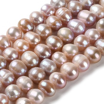 Natural Cultured Freshwater Pearl Beads Strands, Potato, Grade 2A+, Rosy Brown, 8~10x7~8mm, Hole: 0.6mm, about 46pcs/strand, 13.86''(35.2cm)