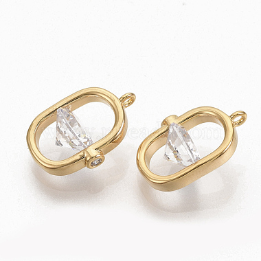 Brass Clear Cubic Zirconia Charms(ZIRC-Q021-033G-NF)-2