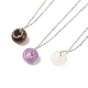 Gemstone Donut Pendant Necklace with 304 Stainless Steel Cable Chains for Women(NJEW-JN03852-01)-1