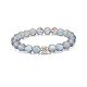 Bracelet extensible perlé rond en pierre de lune synthétique avec strass(BJEW-JB07875)-4