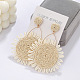 Flower Alloy & Raffia Dangle Stud Earrings(FS-WGE45CE-03)-2