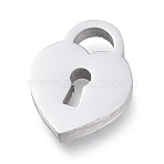 Non-Tarnish 304 Stainless Steel Pendants, Laser Cut, Heart Lock, Stainless Steel Color, 11.7x8.7x1.7mm, Hole: 2.5x3.5mm(STAS-M275-04P)