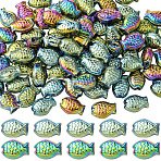 80Pcs 2 Colors Electroplate Glass Beads, Fish, Full Plated, Mixed Color, 15x10x3mm, Hole: 1mm, 40pcs/color(EGLA-SC0001-54A)