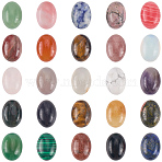 25Pcs 25 Styles Natural & Synthetic Mixed Gemstone Flat Back Cabochons, Oval, Mixed Dyed and Undyed, 18x13x5~6mm, 1pc/style(G-PA0002-64)