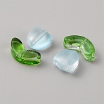 Handmade Lampwork Beads, Flower and Leaf, Light Sky Blue, 9x9x5.5mm, Hole: 1mm, 10 set/bag(LAMP-TAC0004-04F)