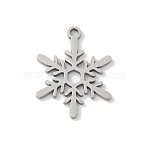 Christmas 201 Stainless Steel Pendants, Snowflake Charm, Laser Cut, Anti-Tarnish, Stainless Steel Color, 18x14x1mm, Hole: 1.5mm(STAS-S157-02G-P)