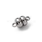 304 Stainless Steel Magnetic Clasps, with Loops, Rondelle, Stainless Steel Color, 11x6x1.8mm(X-STAS-A121-04P)