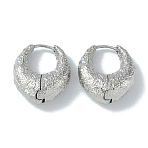 Texture Rings Brass Hoop Earrings for Women, Real Platinum Plated, 29x10.5mm(EJEW-H006-06C-P)