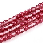 Baking Paint Transparent Glass Beads Strands, Round, Two Tone, Crimson, 4~5mm, Hole: 0.7mm, about 186~193pcs/strand, 29.53~31.10 inch(75~79cm)(DGLA-N011-4mm-06)