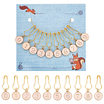 10Pcs 10 Styles Number 0~9 Alloy Enamel Pendant Stitch Markers, Crochet Leverback Hoop Charms, Locking Stitch Marker, Golden, 3.6cm, 1pc/style(HJEW-AB00573)