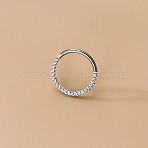 F136 Titanium Alloy Micro Pave Clear Cubic Zirconia Cartilage Earrings, Hoop Earrings, Hoop Nose Rings, Stainless Steel Color, Inner Diameter: 6mm(WG72C09-03-1)