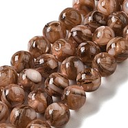 Freshwater Shell Beads Strands, with Resin, Round, Dyed, Peru, 8mm, Hole: 1mm, about 47~48pcs/strand, 15.55~15.75 inch(39.5~40cm)(BSHE-L039-08B-04)