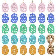 50Pcs 5 Style Easter Unfinished Wood Pendant Ornaments, with Hemp Rope, for Blank Crafts DIY Easter Party Hanging Decoration Supplies, Egg, PapayaWhip, 8x6cm, 10pcs/style(WOOD-GF0002-01)