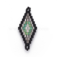 MIYUKI & TOHO Handmade Japanese Seed Beads Links, Loom Pattern, Rhombus, Colorful, 31.4~33x12.7~13.4x1.6~1.7mm, Hole: 1~1.4mm(SEED-E004-F10)