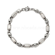 Non-Tarnish 304 Stainless Steel Faceted Column Link Bracelets for Men, Stainless Steel Color, 8-7/8 inch(22.5cm)(BJEW-B093-01P)