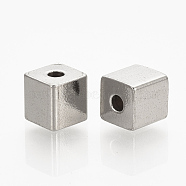 304 Stainless Steel Beads, Cube, Stainless Steel Color, 5x5x5mm, Hole: 2mm(STAS-S076-29)