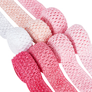 14M 7 Style Pink Series Elastic Crochet Headband Ribbon, for Hair Bow Accessories, Gift Wrapping, Mixed Color, 40~45x1.5~2mm, 2m/style(OCOR-BC0005-35)