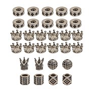 Brass Micro Pave Cubic Zirconia Beads, Mixed Shapes, Platinum, 30pcs/box(ZIRC-SZ0001-14P)
