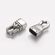 304 Stainless Steel Cord Ends, End Caps, For Leather Cord Bracelets Jewelry Making, Antique Silver, 28.5x14x7.5mm, Hole: 5x12mm(STAS-A032-175AS)