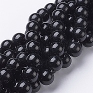 Black Glass Round Beads Strands, about 12mm in diameter, hole: 1mm, 29pcs/strand, 14 inch(X-GR12mm27Y)