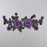 Flower Embroidery Cloth Iron On/Sew On Patches, Costume Accessories, Appliques, Dark Orchid, 307x137x3.5mm(DIY-WH20050-13A)