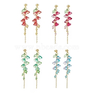 4 Colors Imitation Austrian Crystal Morning Glory Flower Dangle Stud Earrings, Electroplated Glass 304 Stainless Steel Jewelry for Women, Mixed Color, 74mm, Pin: 0.8mm, 1 pair/color(EJEW-TA00197)