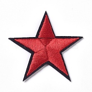 Computerized Embroidery Cloth Iron on/Sew on Patches, Costume Accessories, Appliques, Star, Red, 43.5x43.5x2mm(DIY-I016-21)
