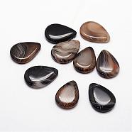 Natural Agate Pendants, Dyed, teardrop, Black, 27~29x19~21x5mm, Hole: 1mm(G-N0232-49)