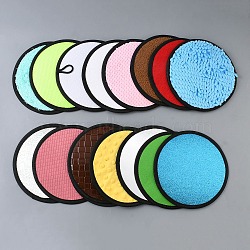 16Pcs PU Leather Pads, Sensory Mats for Autistic Children, Round, with Firecracker Wadding, Sequins, Felt and Polyester, Mixed Color, 200x3~8mm(AJEW-WH0816-475)