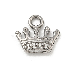 Non-Tarnish 304 Stainless Steel Charms, Crown Charm, Stainless Steel Color, 13x14x3mm, Hole: 2.4mm(STAS-N103-98P)