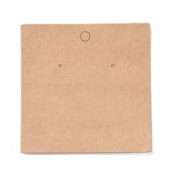 Blank Kraft Paper Earring Display Cards, Square, BurlyWood, 8x8x0.05cm, Hole: 1.5mm(CDIS-G005-10)