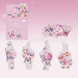 Scrapbook PET Paper Pad Sets, for DIY Album Scrapbook, Greeting Card, Background Paper, Butterfly Moon Theme, Pink, 110~125x53~65x0.1mm(DIY-Q050-04F)