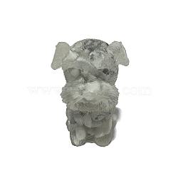 Resin Dog Display Decoration, with Natural Howlite Chips inside Statues for Home Office Decorations, 25x30x40mm(PW-WG36855-07)