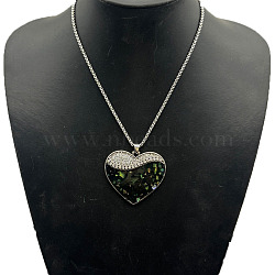 Alloy Crystal Rhinestone & Resin Pendant Necklaces, Platinum, Heart(SG2819-7)